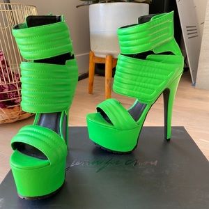 Jennifer Chan green, Size 5, 6" heel 2" platform